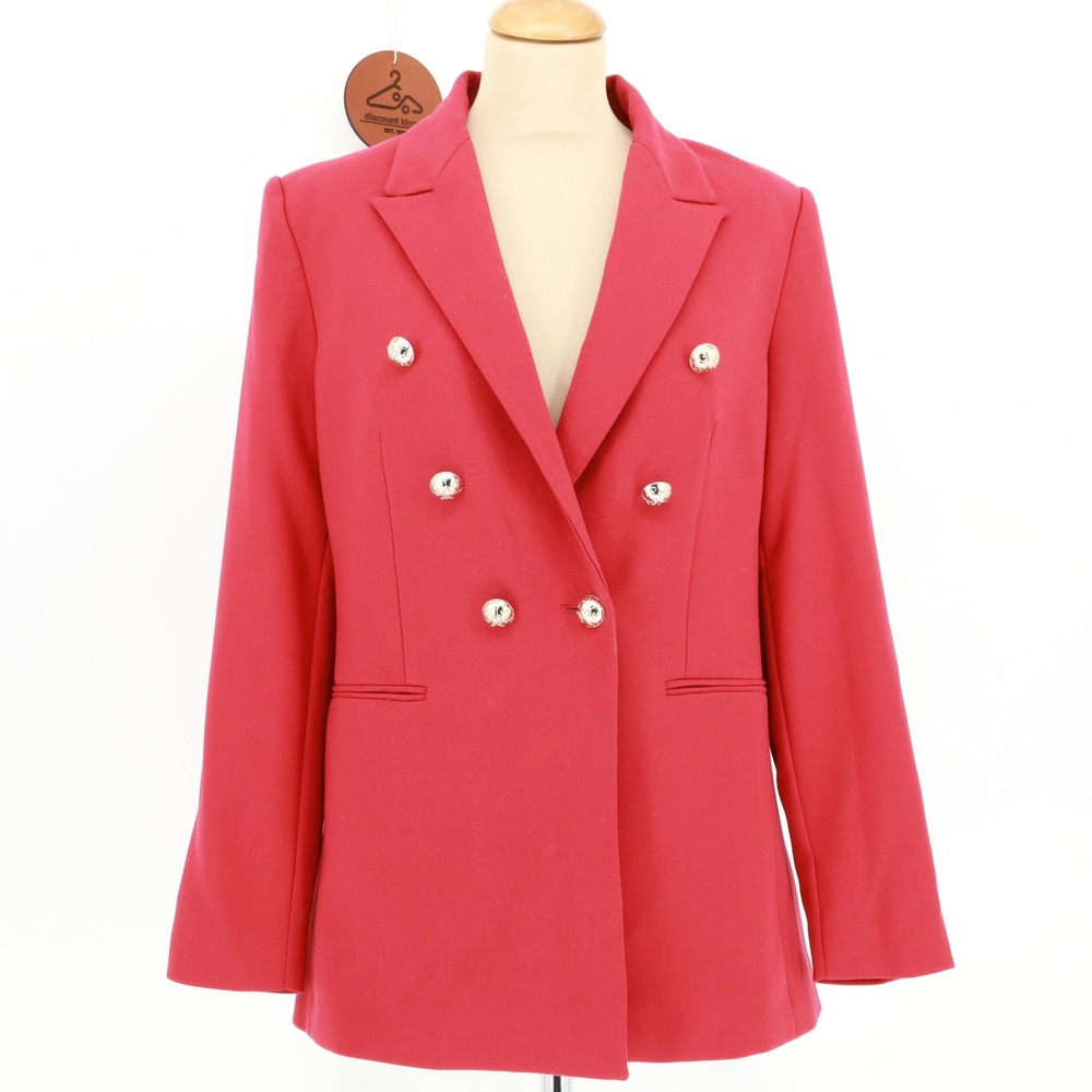 Mango MNG Red Double Breasted Blazer Size Medium Lined Office Academia Career